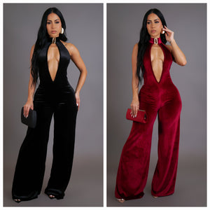 Velvet Halter Neck Jumpsuit