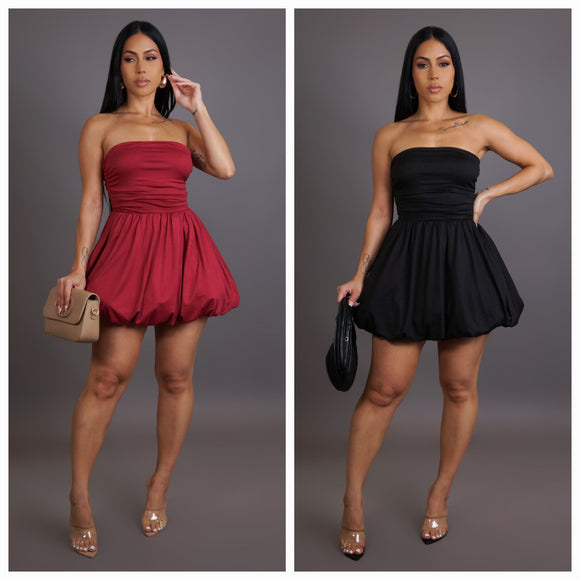 Puff Ruffle Mini Dress