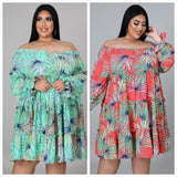 Plus Size Nature Leaf Dress