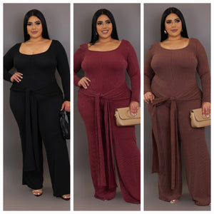 Plus Size Ribbed Jumpsuit