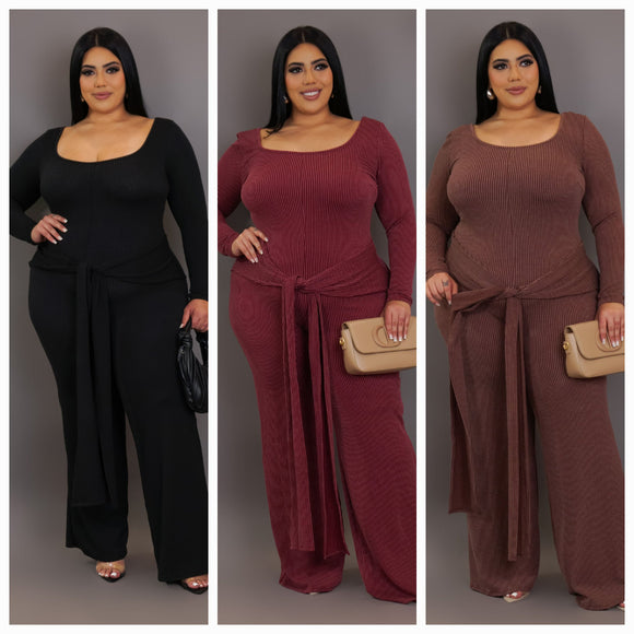 Plus Size Ribbed Jumpsuit