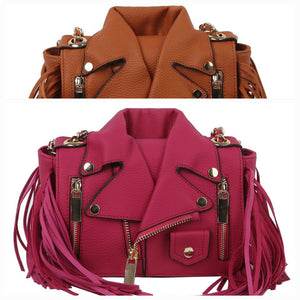 Motorcycle Jacket Fringe Crossbody Bag Satchel