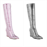 Bass Head Croco Metallic Long Boots