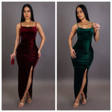 Velvet Dream Side Slit Maxi Dress