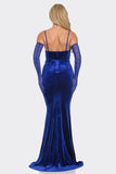 Velvet Braided Rope Mermaid Dress- Royal Blue