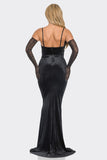 Velvet Braided Rope Mermaid Dress- Black