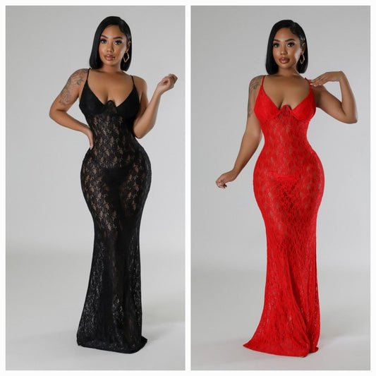 Sexy Lace Maxi Dress Lingerie