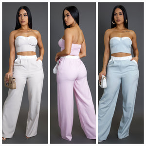 Contrast Pants & Cropped Top Set