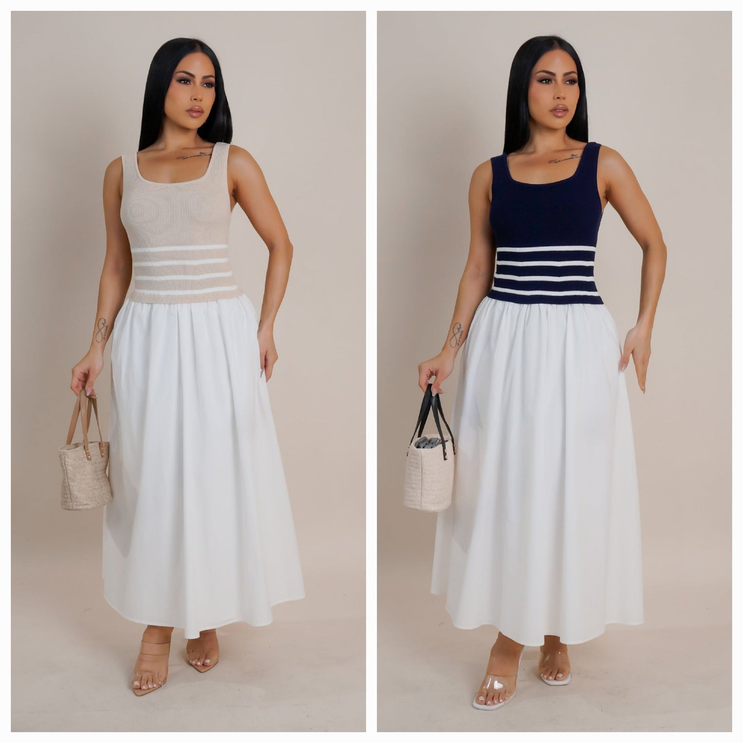Contrast Loose Midi Dress