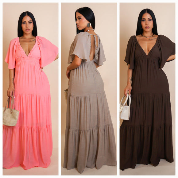 Maya Open Back Tiered Maxi Dress