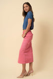 COLOR CARGO MIDI SKIRT IN DUSTY PINK