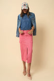 COLOR CARGO MIDI SKIRT IN DUSTY PINK