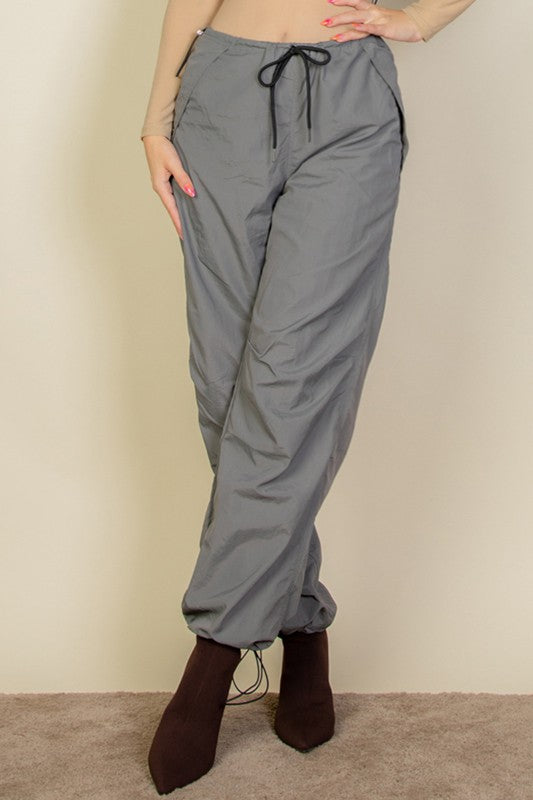 Drawstring Waist Parachute Pants-4 Colors