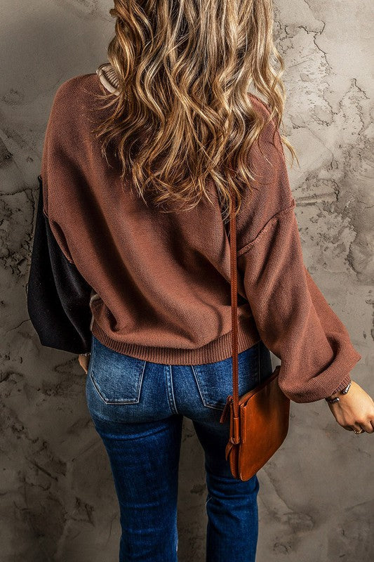 Color Block Cotton Knit Sweater