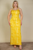Plus Size Tie Dye Printed Cami Bodycon Maxi Dress-3 Colors
