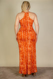 Plus Size Tie Dye Printed Cami Bodycon Maxi Dress-3 Colors
