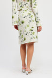 SAGE & GREEN FLORAL MIDI SKIRT WITH FRONT DRAWSTRING