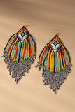 6.5 inch Aztec Seed Bead Statement Drop Earrings
