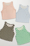 Cropped Printed Rib Knit Tank Top- 3 Colors