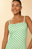 Checkered Rib Knit Tank Top Dress