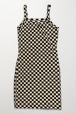 Checkered Rib Knit Tank Top Dress