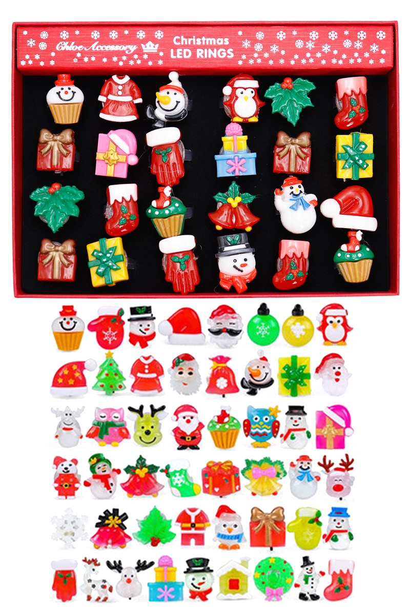 3D Resin Christmas Ornament Led Ring Collection