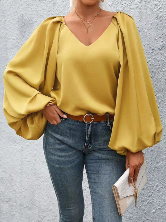 Lantern Sleeve Blouse-4 Colors