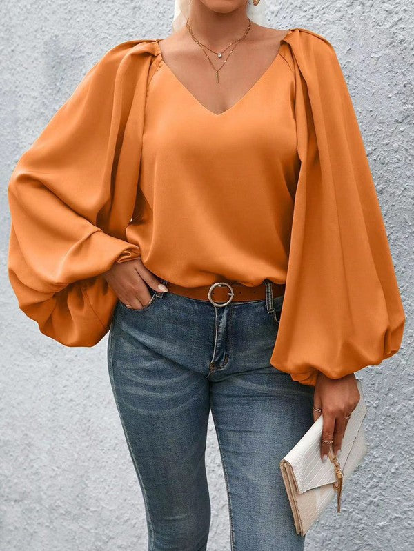 Lantern Sleeve Blouse-4 Colors