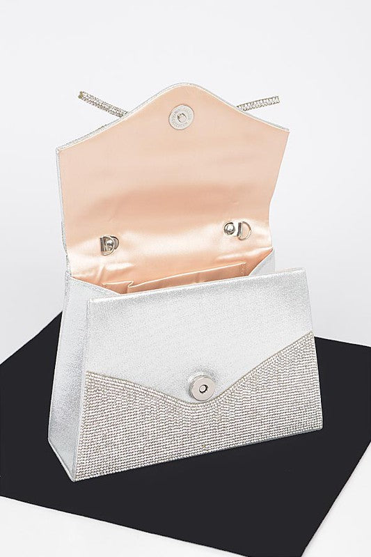Rhinestone Bow Tie Iconic Top Handle Clutch- 2 Colors