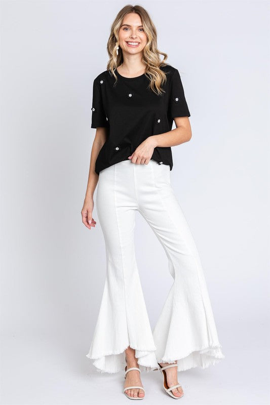 Stretch Denim Pintuck Pleated Jeans-2 Colors