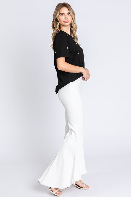 Stretch Denim Pintuck Pleated Jeans-2 Colors