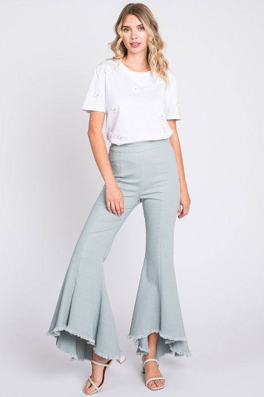 Stretch Denim Pintuck Pleated Jeans-2 Colors