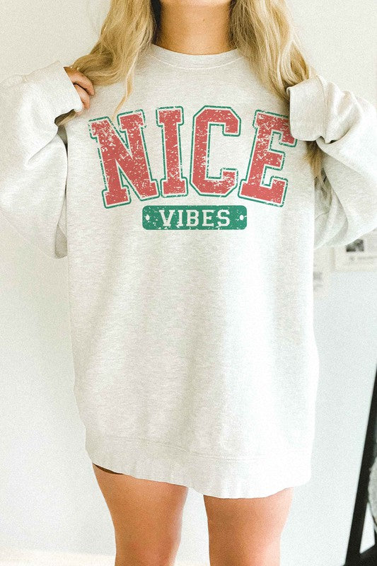 NICE VIBES CHRISTMAS OVERSIZED SWEATSHIRT-4 COLORS