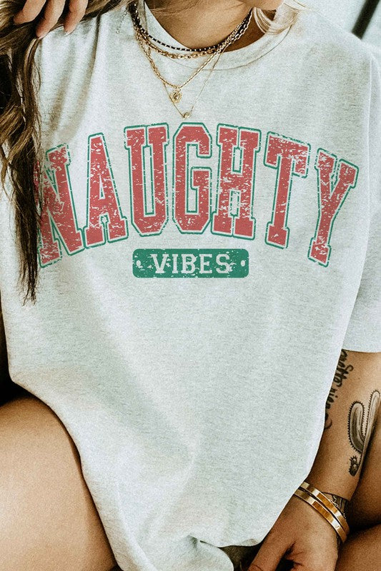 NAUGHTY VIBES CHRISTMAS GRAPHIC TEE-5 COLORS