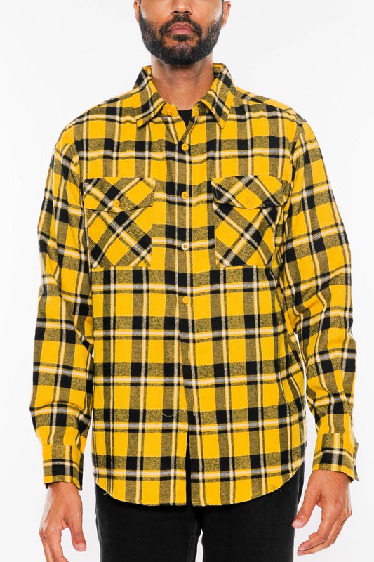 LONG SLEEVE FLANNEL FULL PLAID CHECKERED SHIRT-7 COLORS