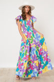 Ruffle Sleeve Floral Maxi Dress (Pre-Order)