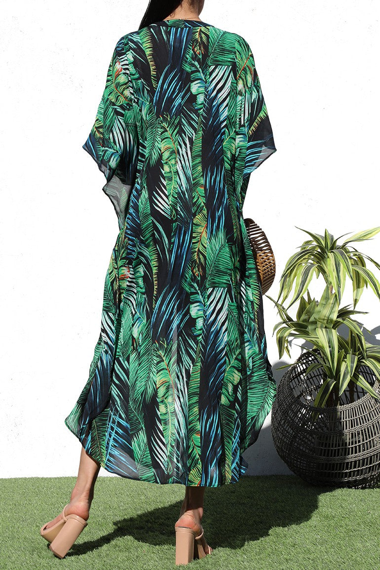 Vacation Palms Immerse Dress- Green/Multi