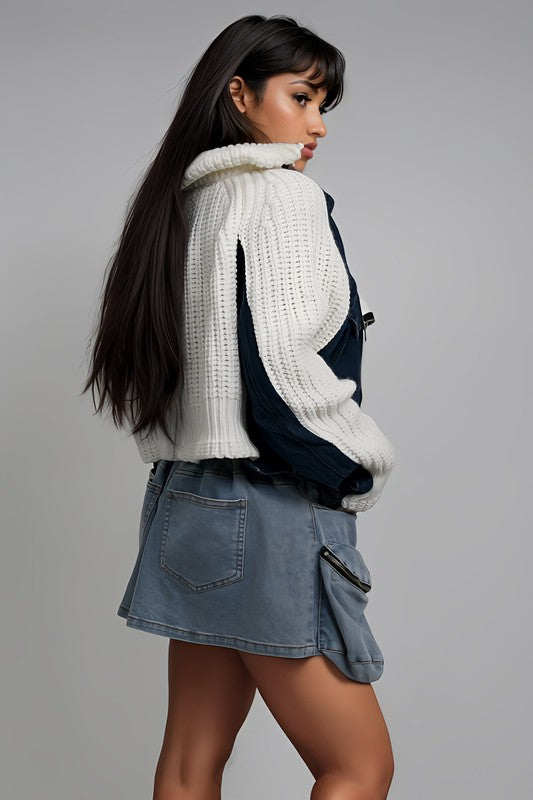Athina Denim and Knit Multi Fabric Jacket