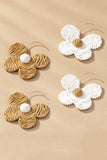 Raffia Straw Flower Earrings