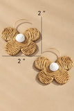 Raffia Straw Flower Earrings