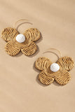 Raffia Straw Flower Earrings