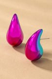 Hollow Puffy Color Covered Teardrop Earrings