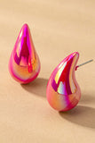 Hollow Puffy Color Covered Teardrop Earrings
