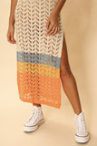 Open Knit Color Block Cover Up