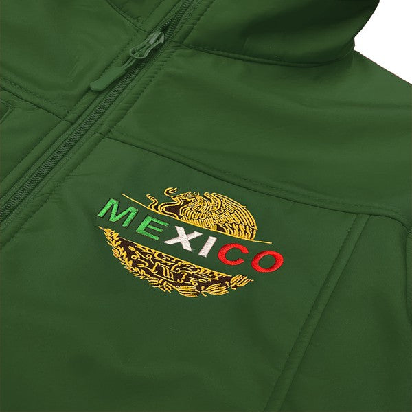 Men's Mexico Embroidered Soft Shell Water Repellent Jacket-4 Colors