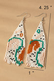 Seed Bead Abstract Pattern Boho Statement Earrings