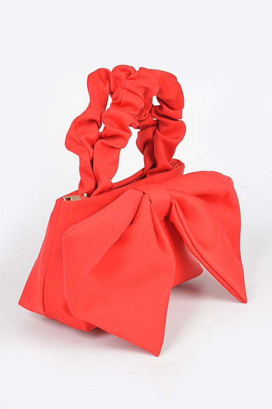 Crinkle Handle Large Bow Tie Clutch Bag-4 Colors