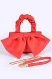 Crinkle Handle Large Bow Tie Clutch Bag-4 Colors