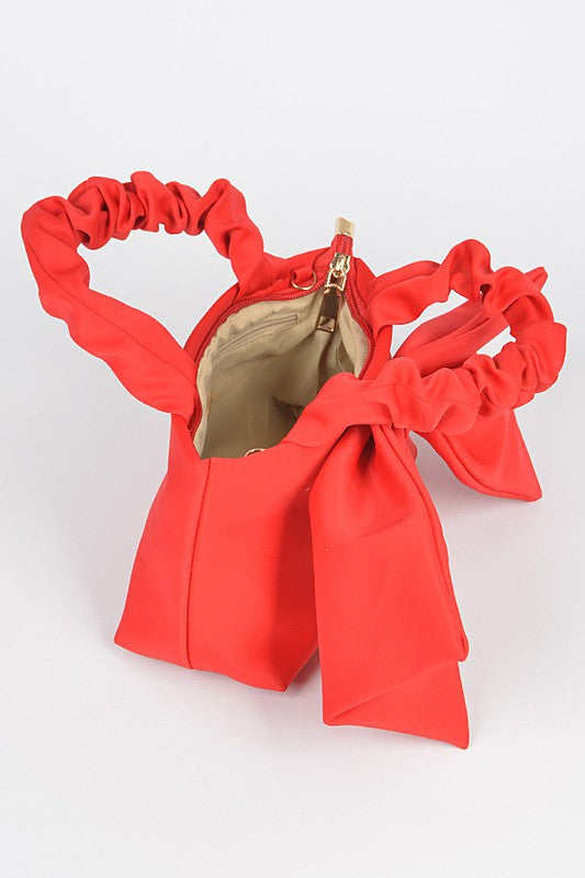 Crinkle Handle Large Bow Tie Clutch Bag-4 Colors