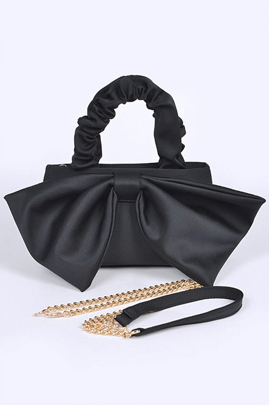 Crinkle Handle Large Bow Tie Clutch Bag-4 Colors